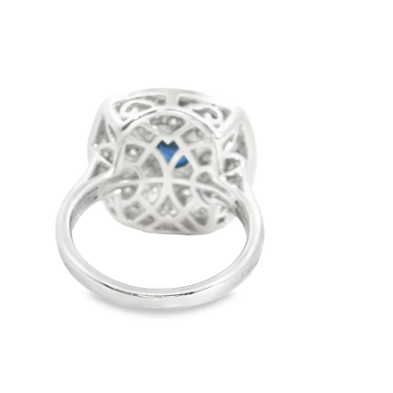 14K WHITE GOLD SAPPHIRE/DIAMOND RING