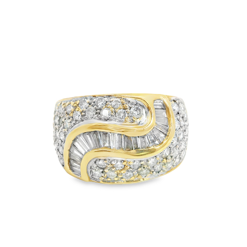 14K YG Cluster Diamond Ring