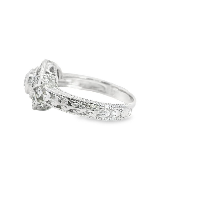 14K WG VINTAGE STYLE  HALO DIAMOND RING