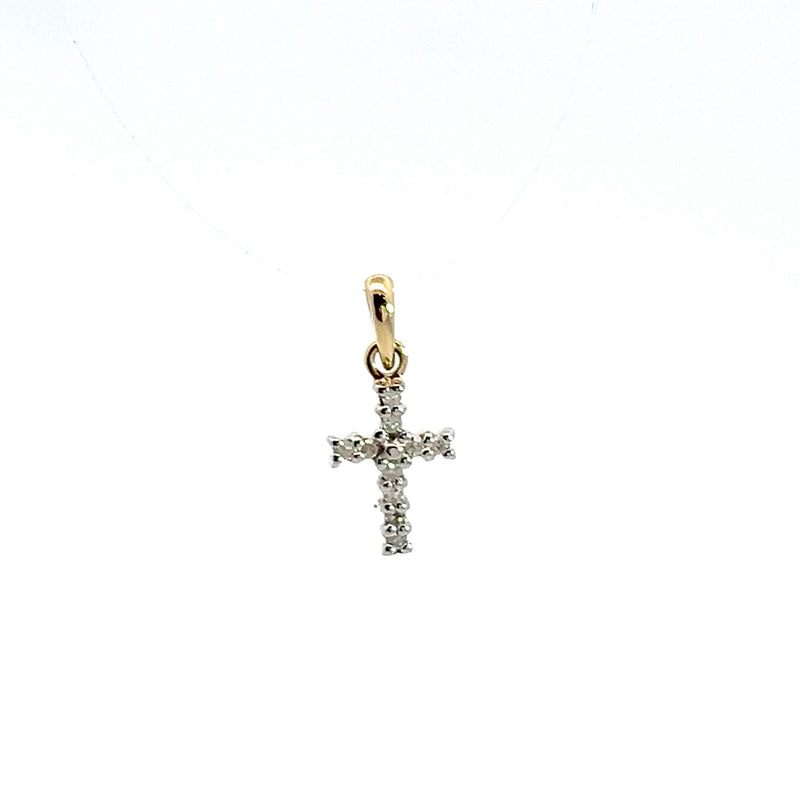 10K YELLOW GOLD DIAMOND CROSS