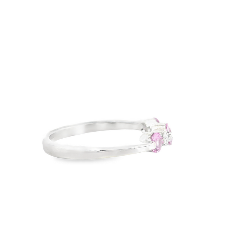 10K WG Pink Sapphire & Diamond Band