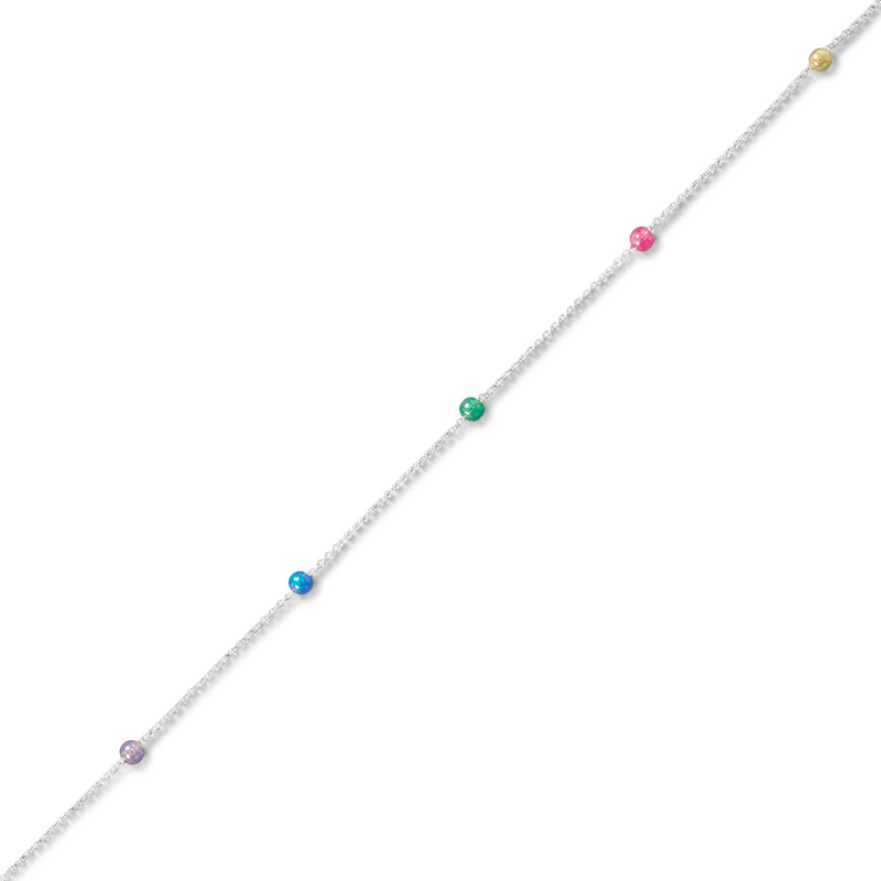 9.25"+1" Muli Color Beaded Anklet