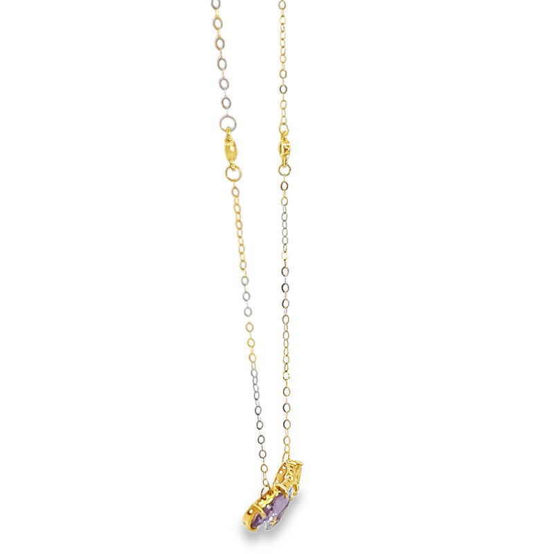 18K YG Gemstone Necklace (Quar