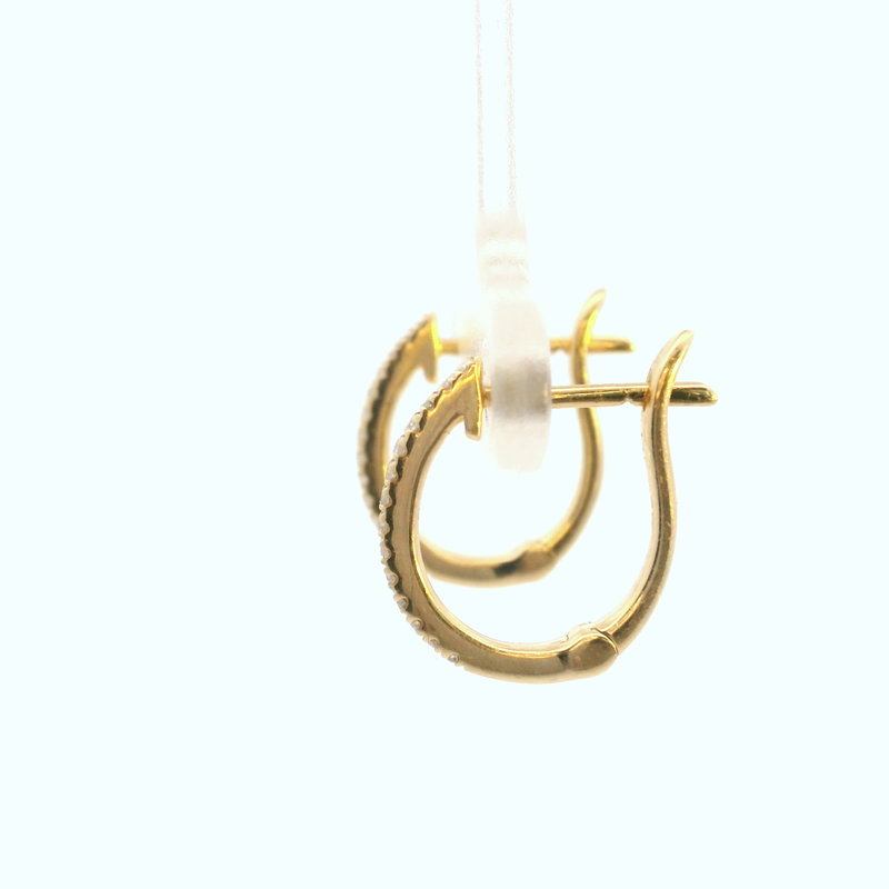 14K YELLOW GOLD DIAMOND HOOP E