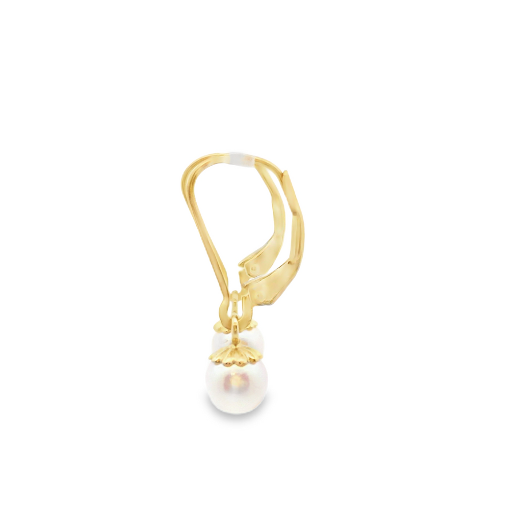 14K YG Leverback Pearl Earrings 6.0mm
