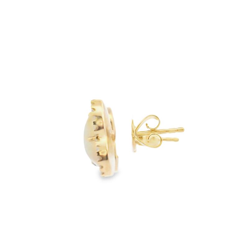 14K YG Opal & Diamond Earrings