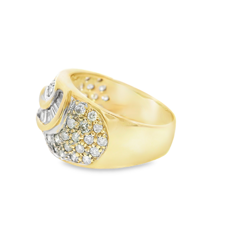 14K YG Cluster Diamond Ring