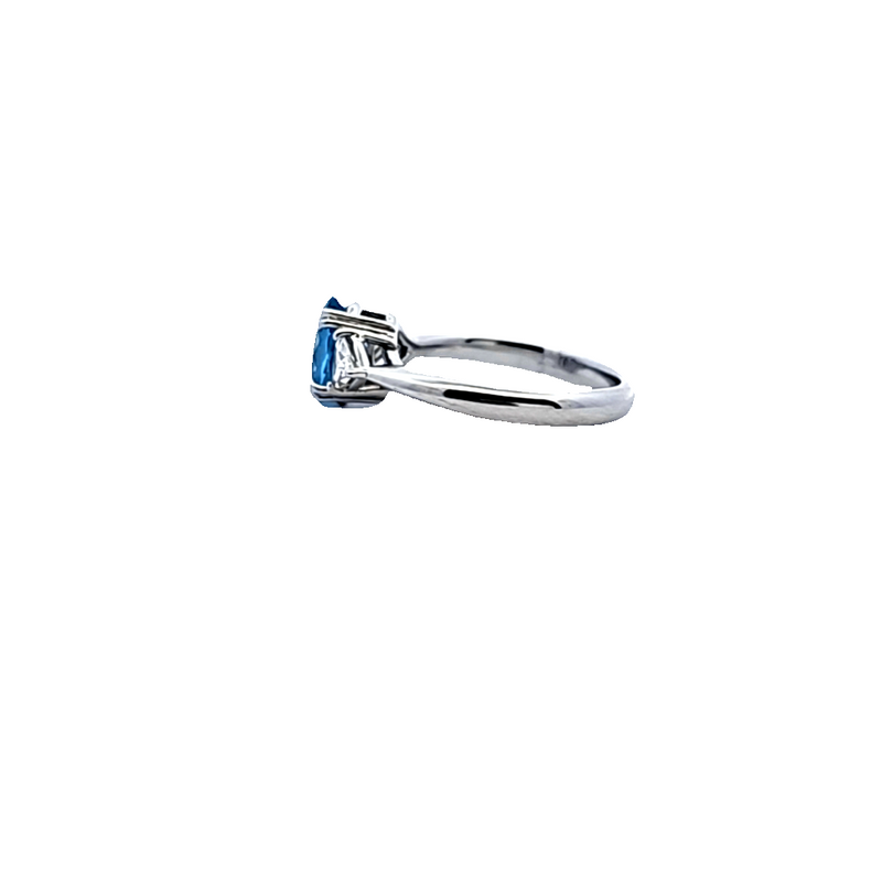 PLATINUM AQUAMARINE/DIAMOND RING