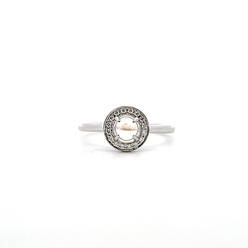 14K WG Moonstone & Diamond Ring