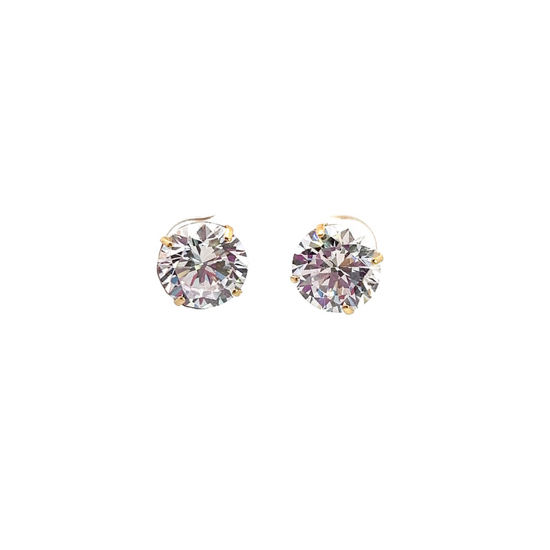 14K YG 10MM CZ Stud Earrings