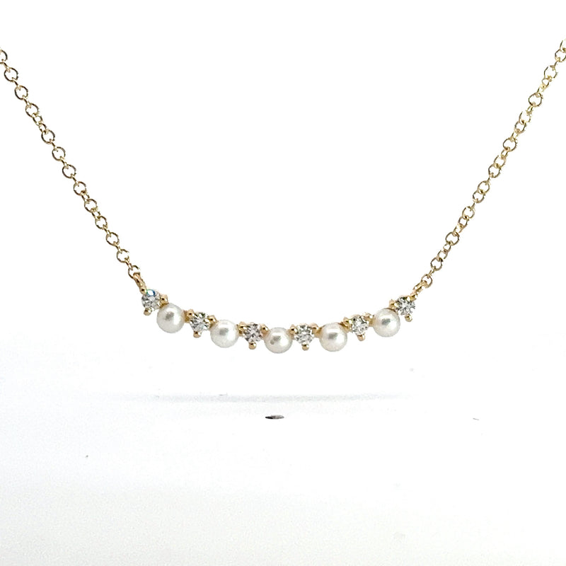 14K YG Pearl & Diamond Necklace