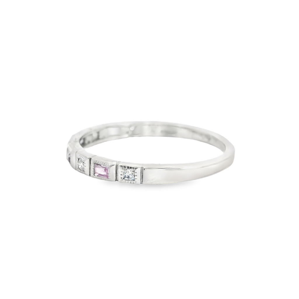 10K WG PINK TOURMALINE & DIAMOND BAND