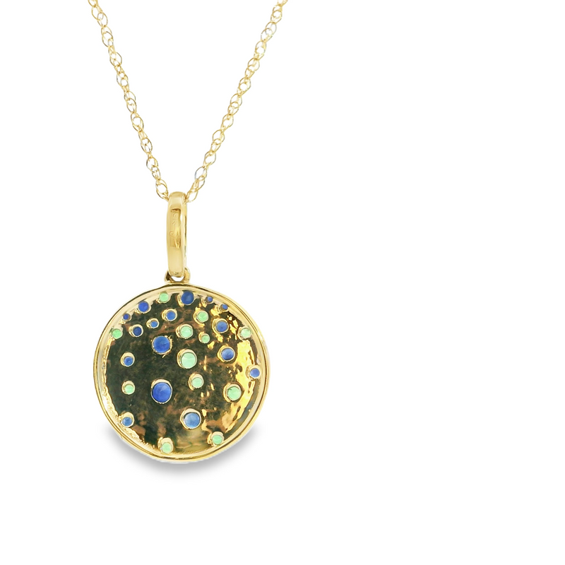 10K YG Sapphire & Emerald Pendant