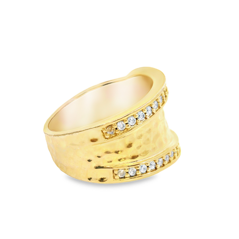 Yellow Gold Plated Sterling Silver CZ Ring
