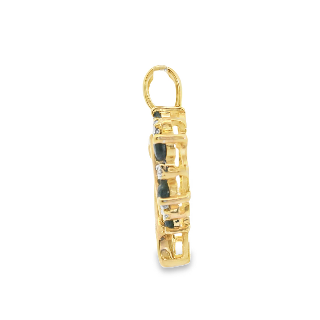 Sterling Silver & Gold Plated Sapphire & Diamond Heart Shape  Pendant