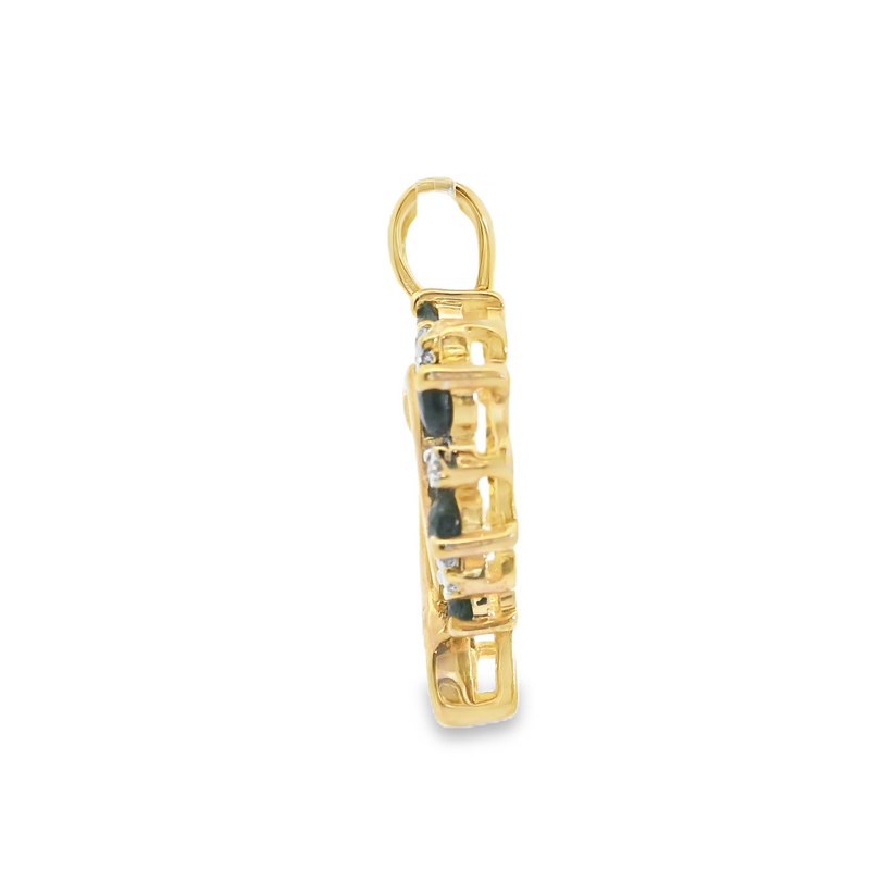 Sterling Silver & Gold Plated Sapphire & Diamond Heart Shape  Pendant