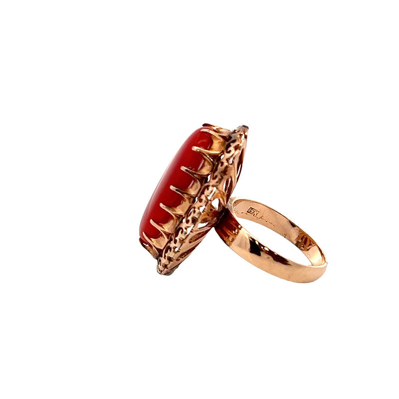 14K YG Coral Ring
