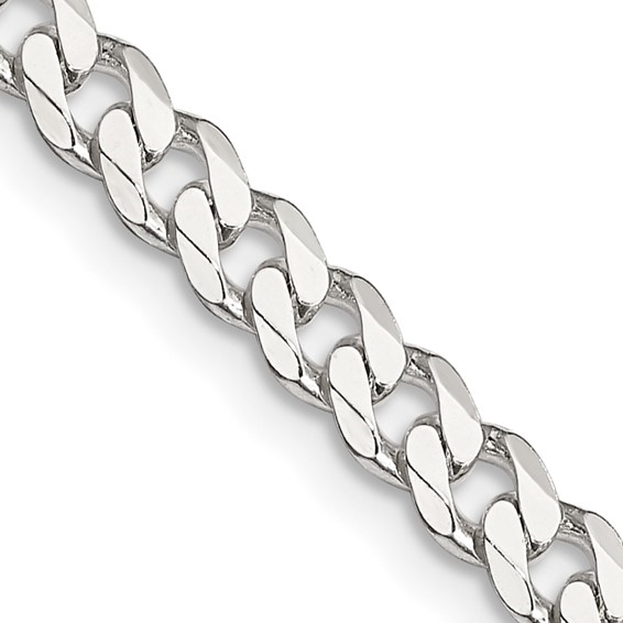 Sterling Silver Rhodium Plated 4.5mm Curb Chain 24"