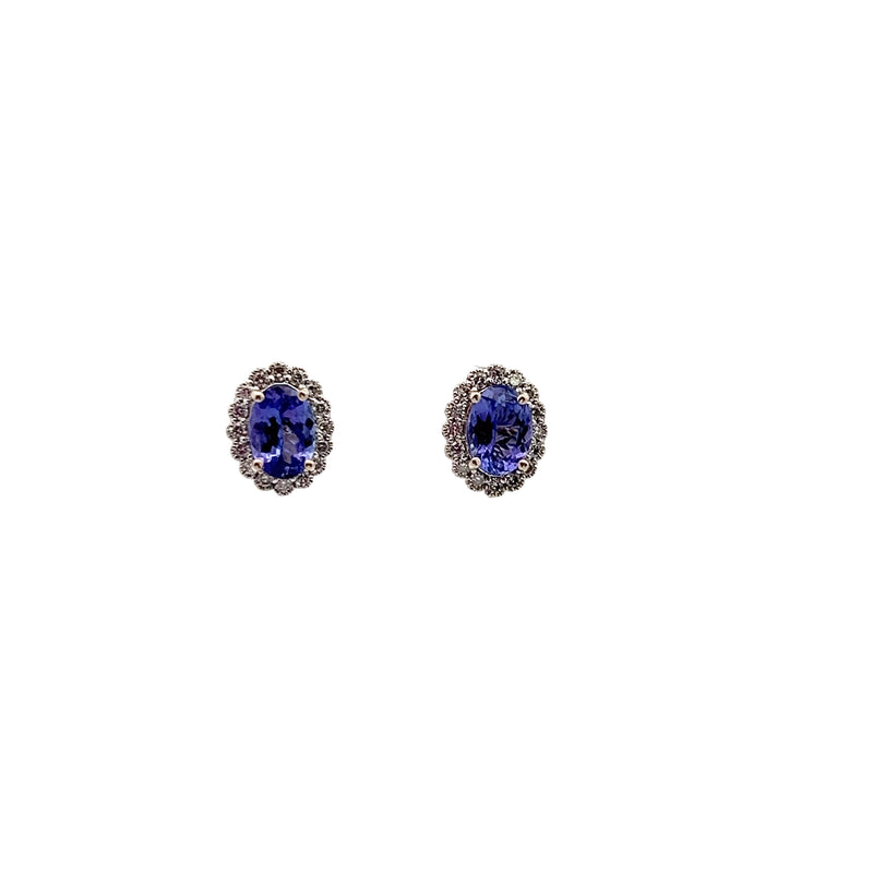 14K WG Tanzanite & Diamond Stud Earrings