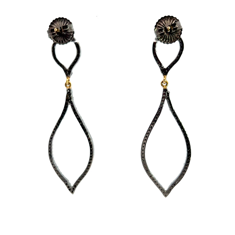 Sterling Silver with Black Rhodium Black Diamond Earrings