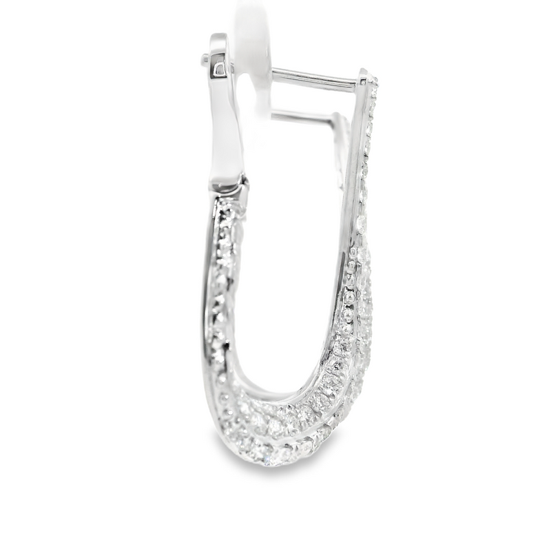 18K WG Pave Diamond Hoop Earrings