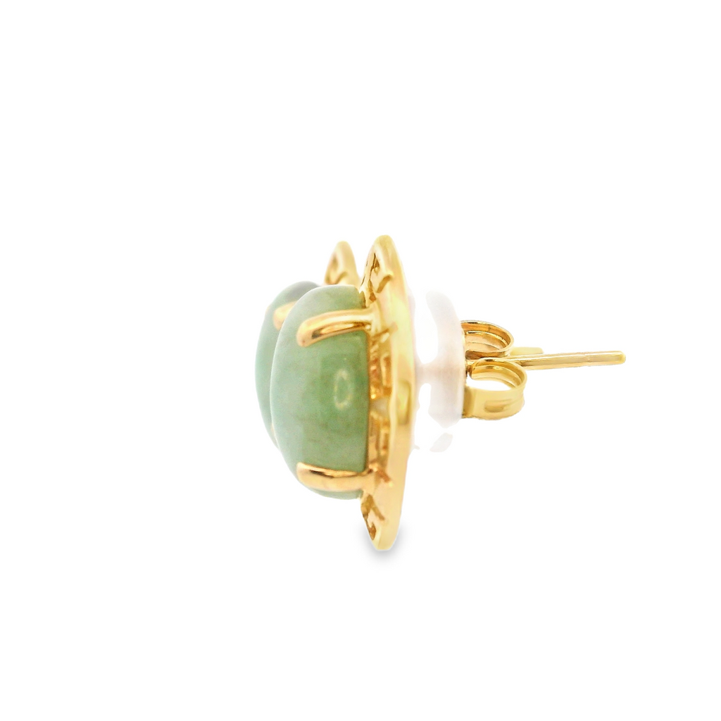 14K YG Jade Stud Earrings