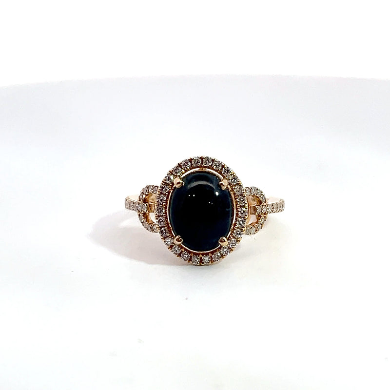 14K YG Star Sapphire & Diamond Ring