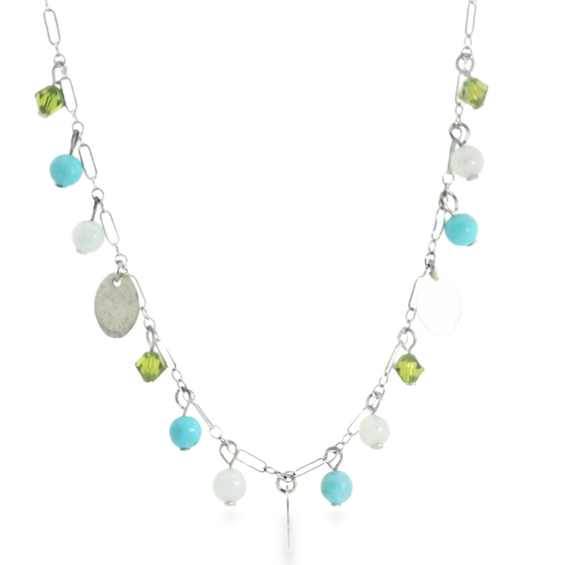 Sterling Silver Gemstone Necklace 16-18