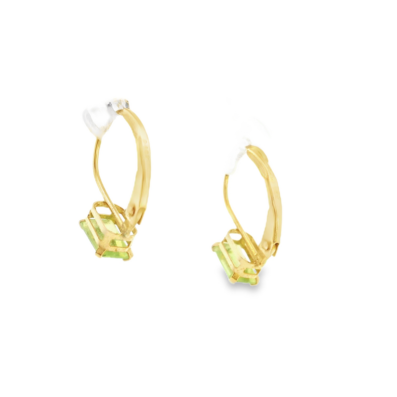 14K YG Peridot Leverback Earrings