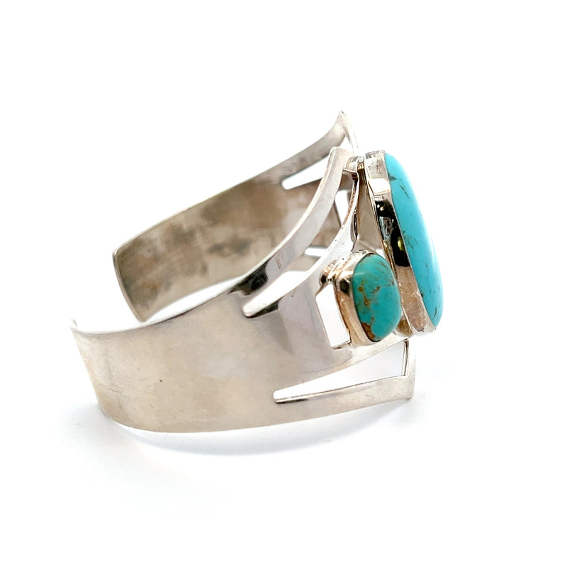 Sterling Silver Large 3 Stone Turquoise Bracelet