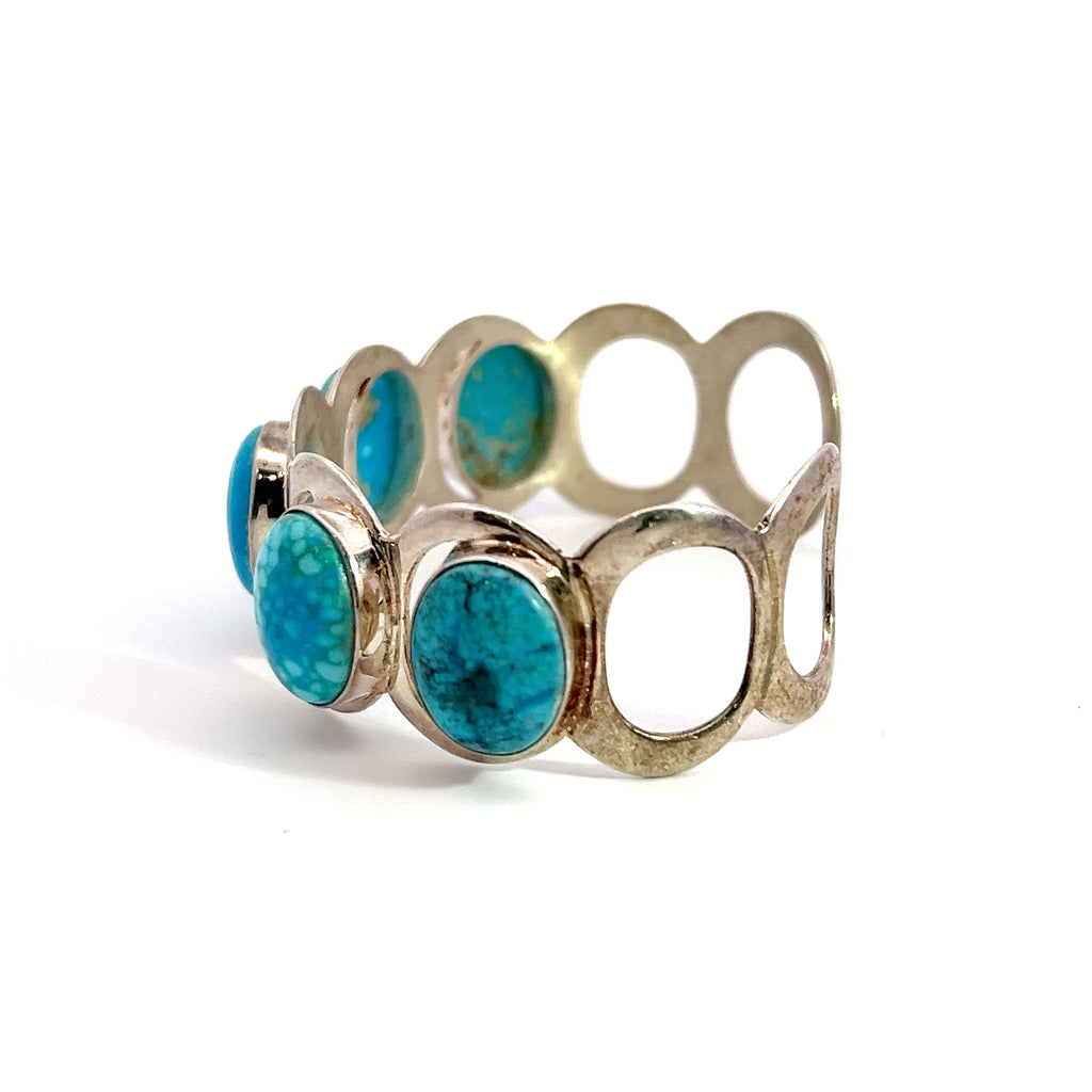 Sterling Silver 5 Stone Turquoise Cuff Bracelet