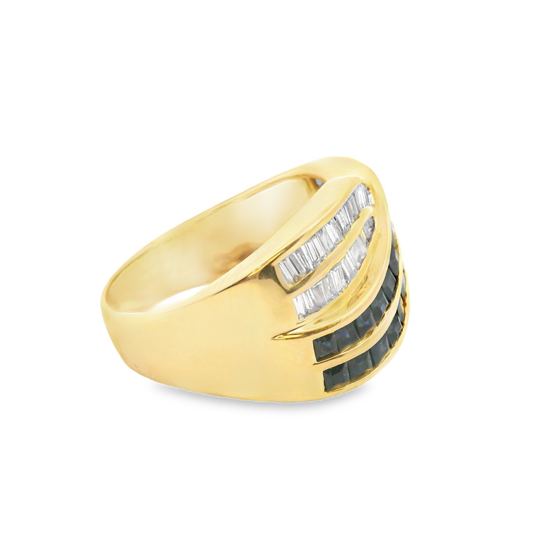 18K YG Sapphire & Diamond Wide Band