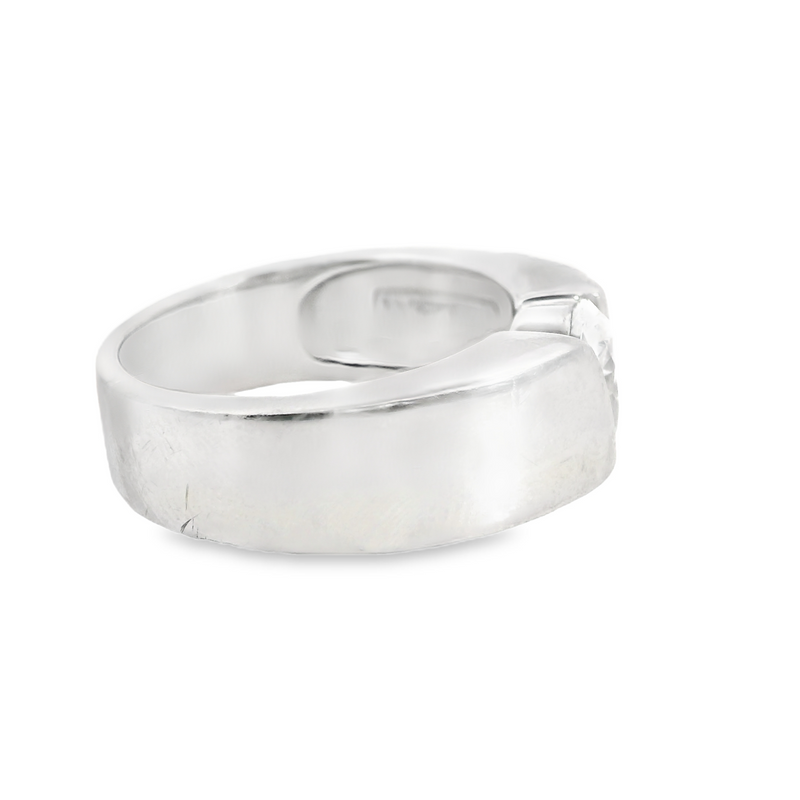 Sterling Silver Wide CZ Solitaire Ring Size 7