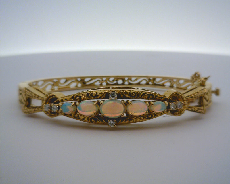 14K YG OPAL/DIAMOND BRACELET