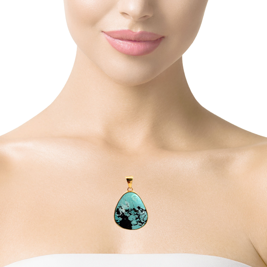 Gold Plated Turquoise Pendant