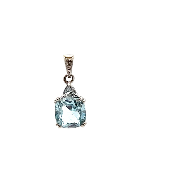 10K WG Blue Topaz Pendant