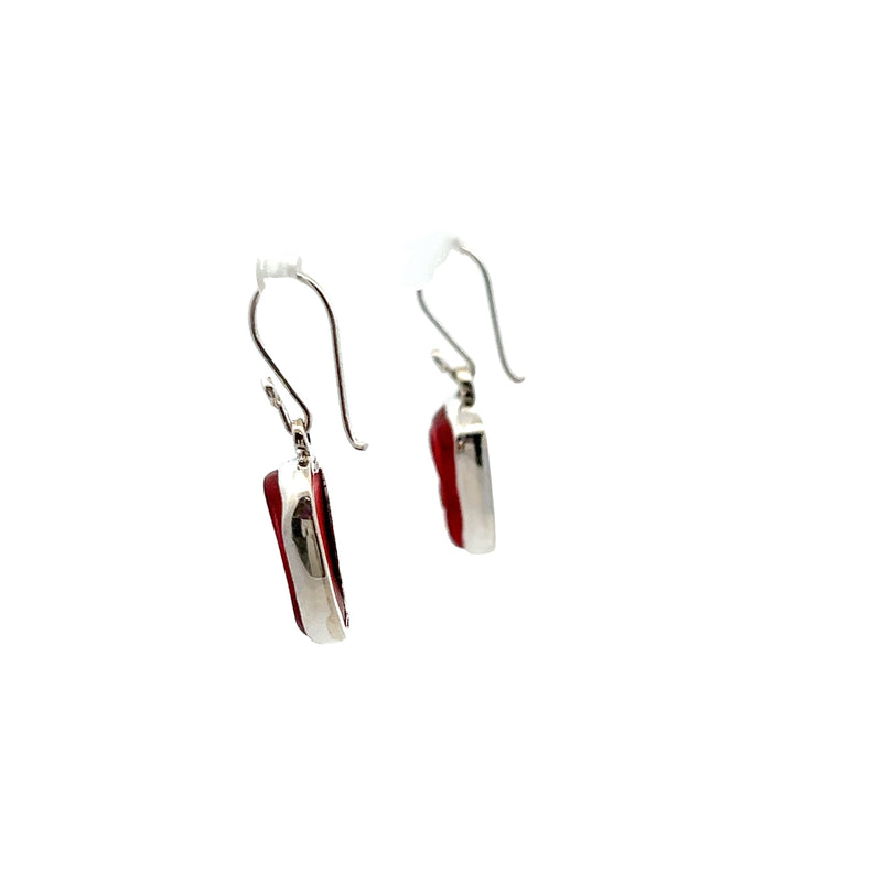 Sterling Silver Red Beach Glass Earrings