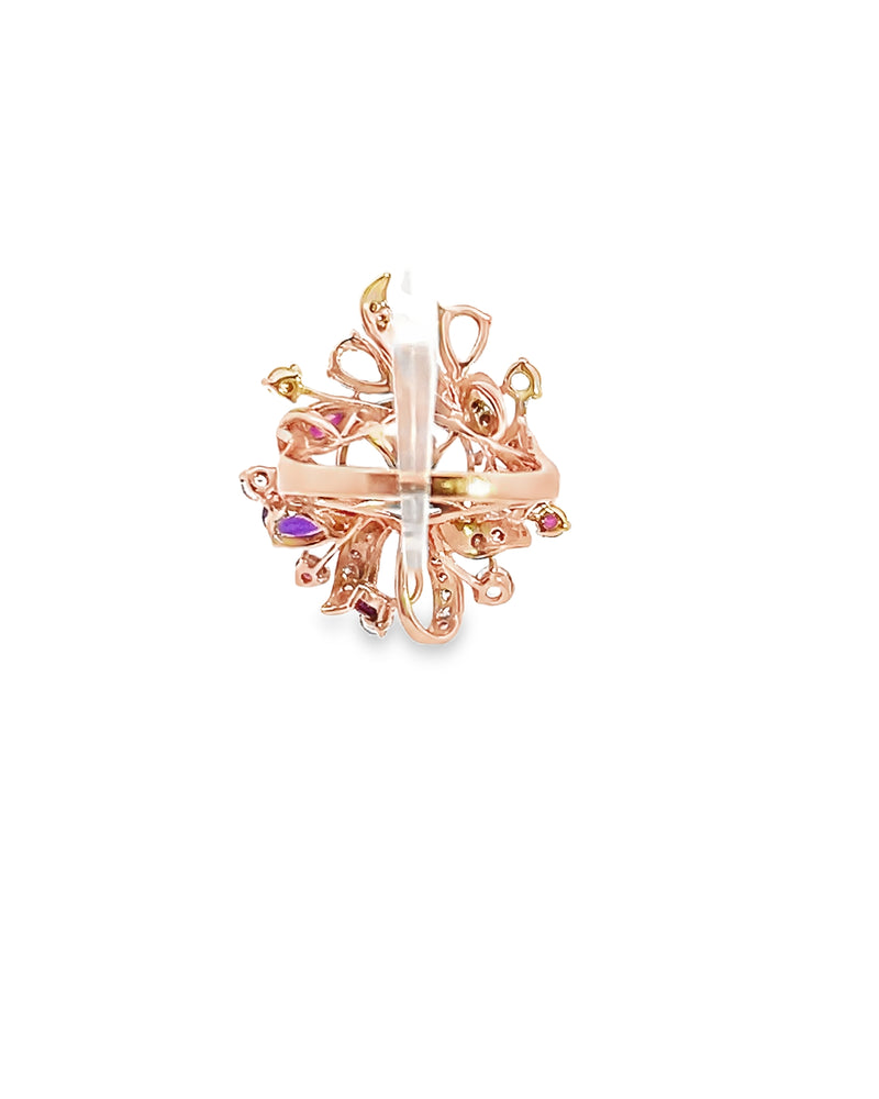 Levian 14K Rose Gold Amethyst, Quartz, Sapphire & Diamond Ring