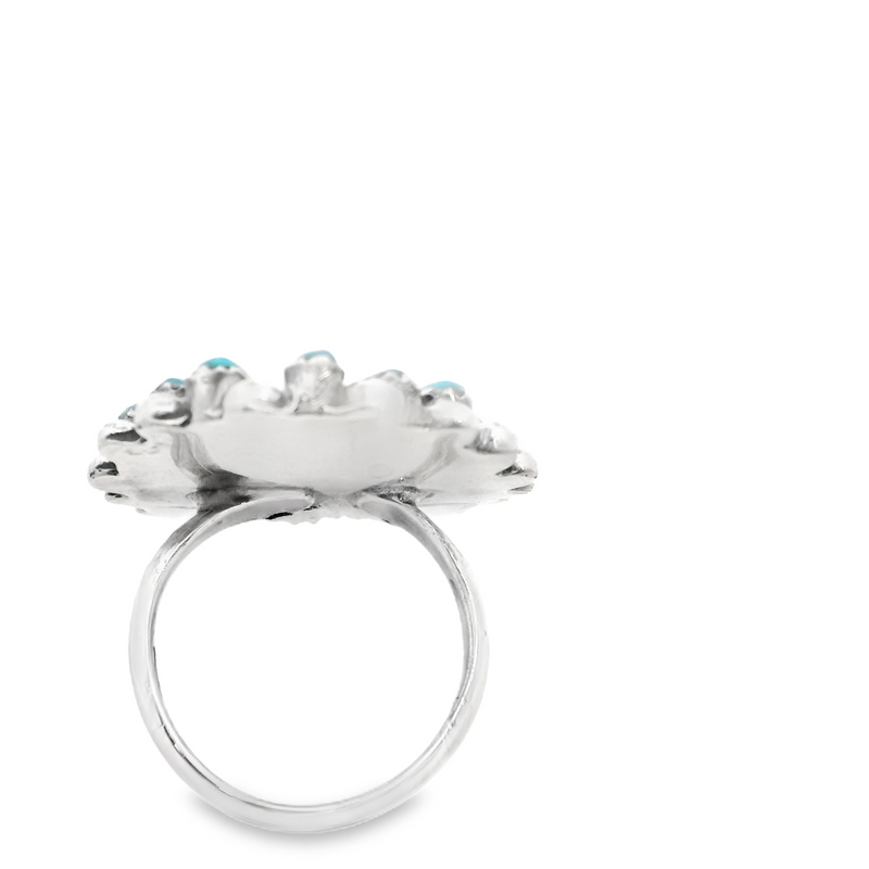 Sterling Silver Turquoise & Coral Ring