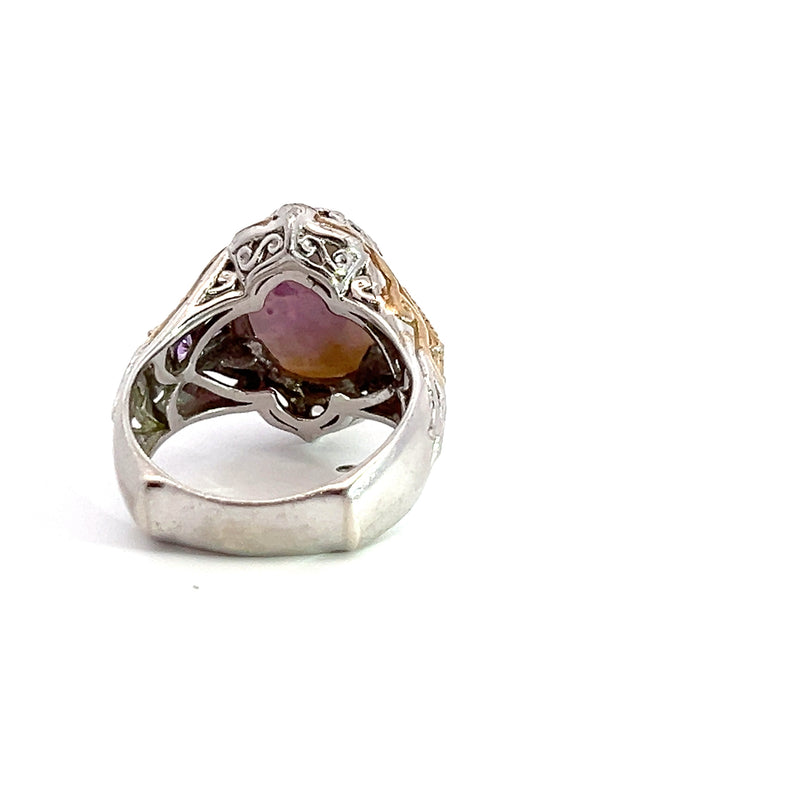 Silver & Gold Plate Lavender Jade Ring