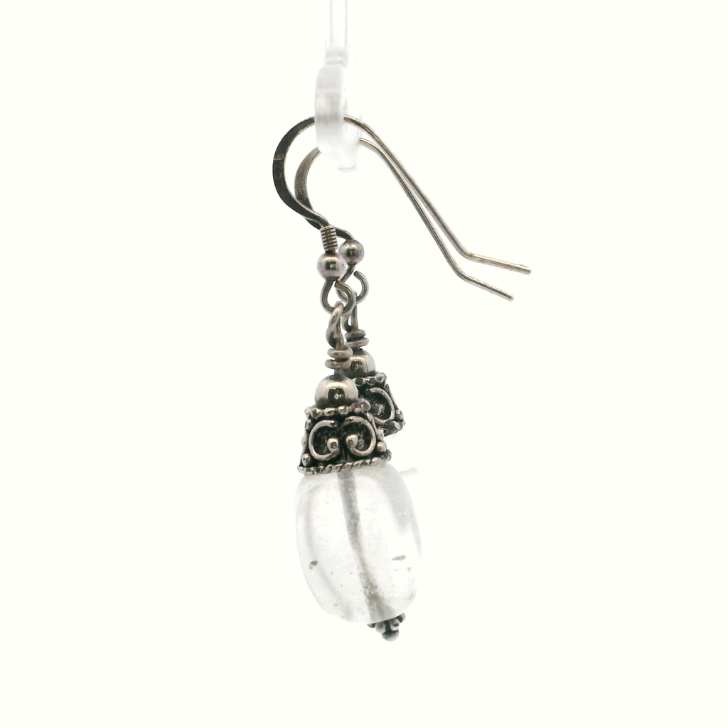 Sterling Silver Dangle Earrings with Clear Stones
