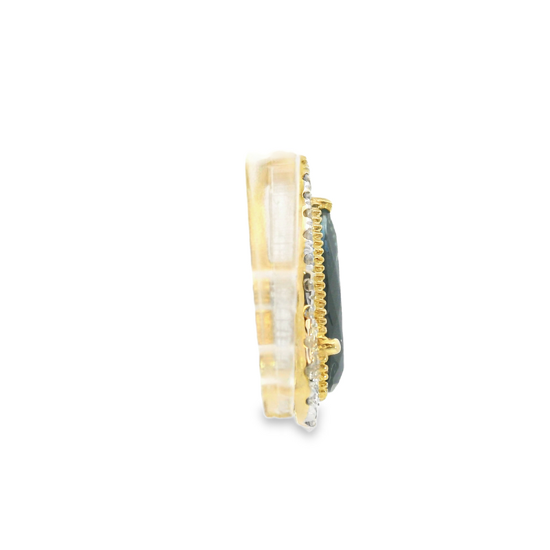 14K TT Indicolite Tourmaline & Diamond Pendant