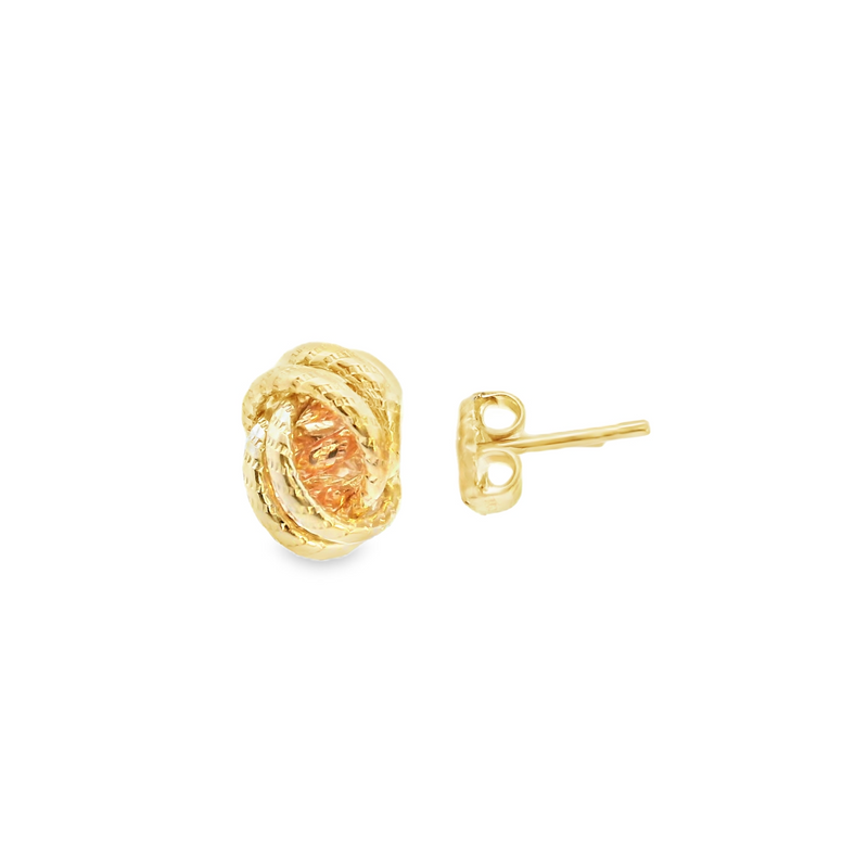 14K YG Tri Color Gold Knot Earrings