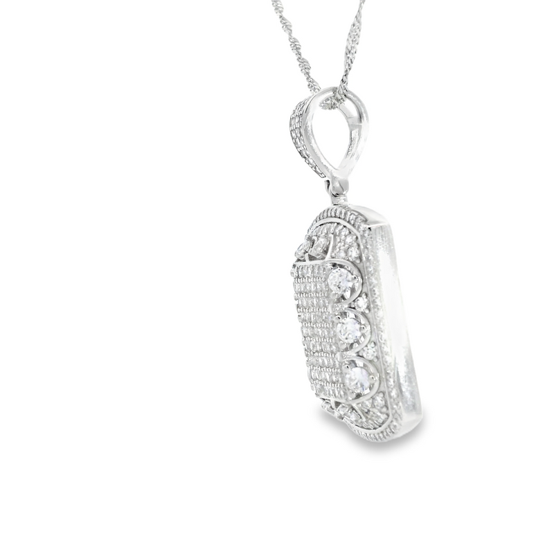 Sterling Silver Pave Set CZ Pendant