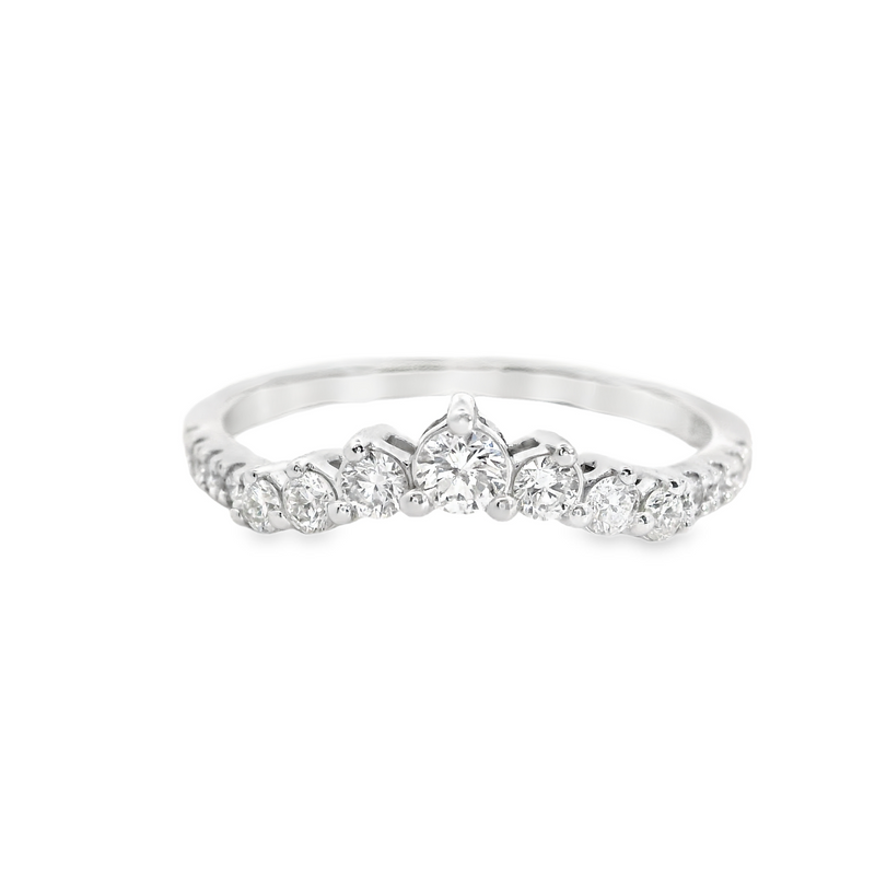 14K WG Curved Diamond Band