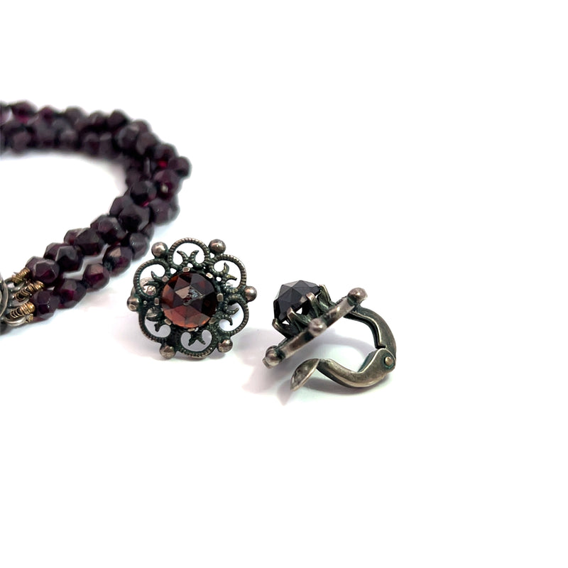 Sterling Silver Garnet Jewelry Set