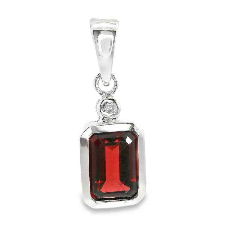 10K WG Garnet & Diamond Pendant