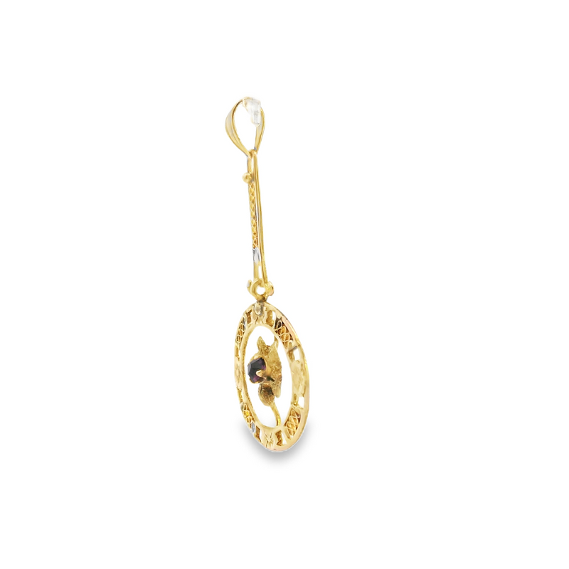 10K YG Vintage Purple Stone Pendant