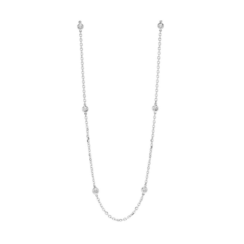 14K White Gold Diamonds By The Yard Necklace
