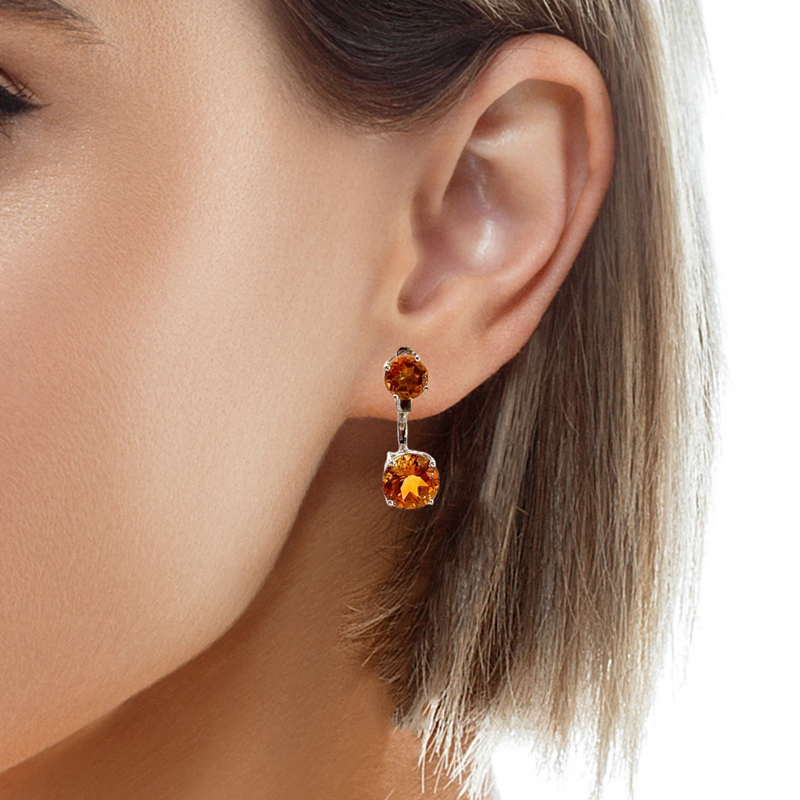 Sterling Silver Citrine Earrings with Removable Jacket